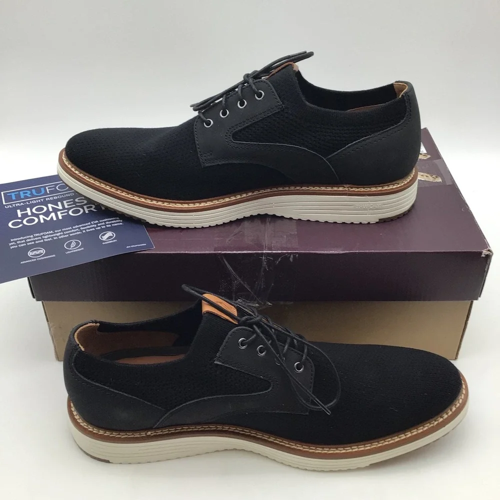 Johnston & Murphy Upton‎ Knit Plain Toe Black TRUFOAM Shoes Mens Size 11.5 M NEW